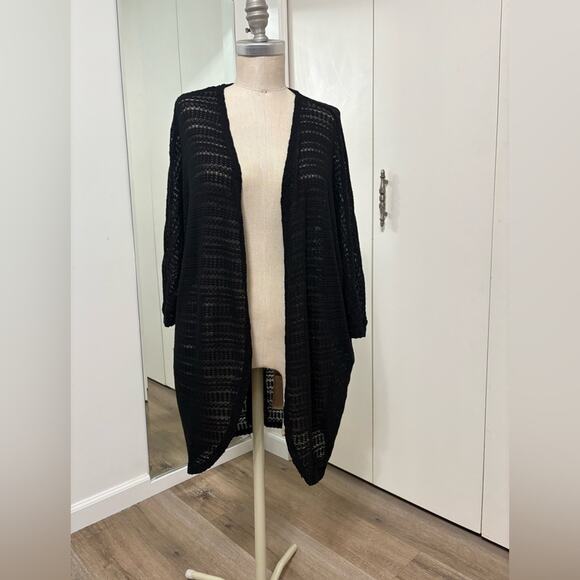 Decree Black Knit Lightweight Open Front Chic Women's Cardigan Small - Picture 1 of 4
